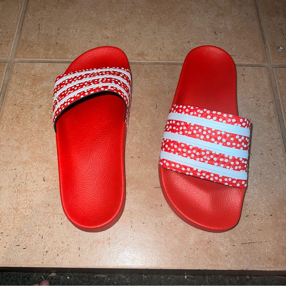 Red Adidas Slides